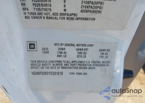 2000 Oldsmobile Alero Gls из США, поврежденный, VIN 1G3NF52E0YC331018